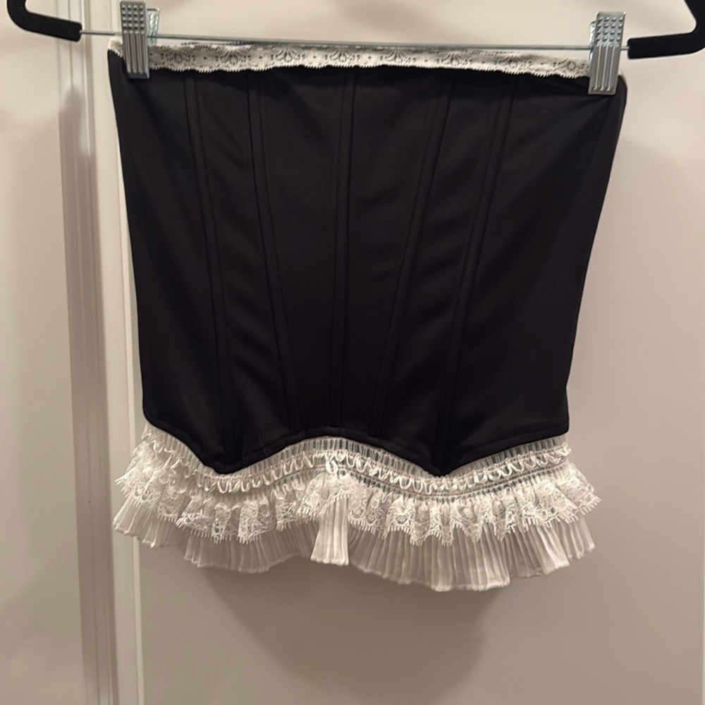 Black tube top with beige lace trims with tags brand new. By Sunday
